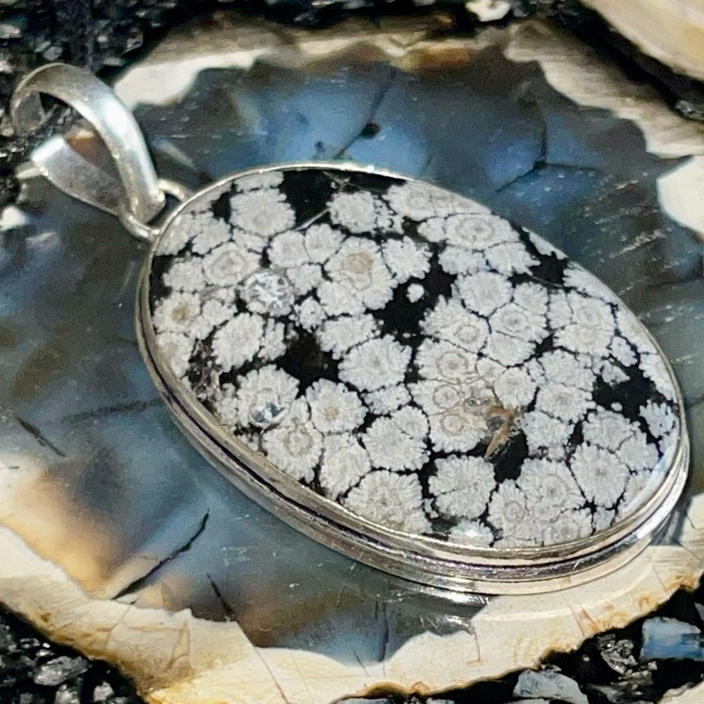 Snowflake Obsidian Pendant 2” - Picture 9 of 15